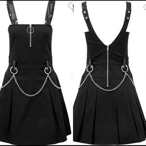 KILLSTAR Regan Pinafore Gothic Black Dress XXL